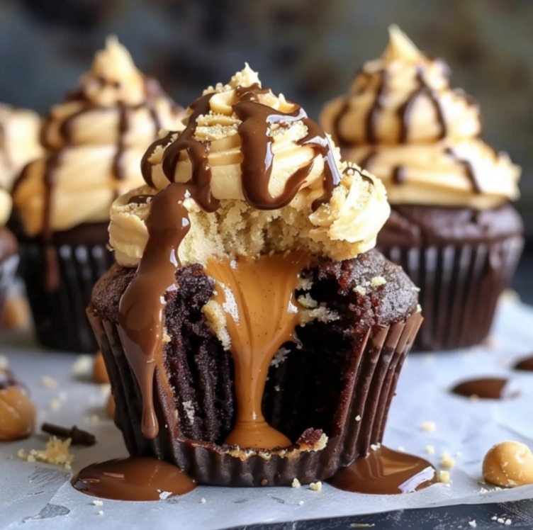 Gooey Peanut Butter Lava Cupcakes - Recipesdelishy